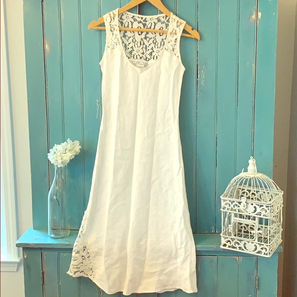 White House Black Market 100% linen dress 🖤⚪️⚫️